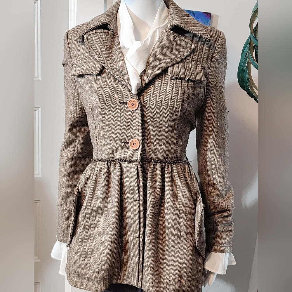 Twenty Brown Tweed Peplum Blazer